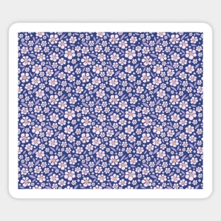 Playful hand drawn flowers on blue Sticker